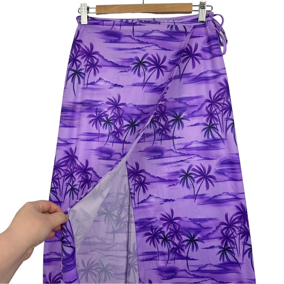 Vintage 90’s Palm Hawaiian Print Tie Halter Crop Top MIDI Wrap Skirt Set - Picture 15 of 16